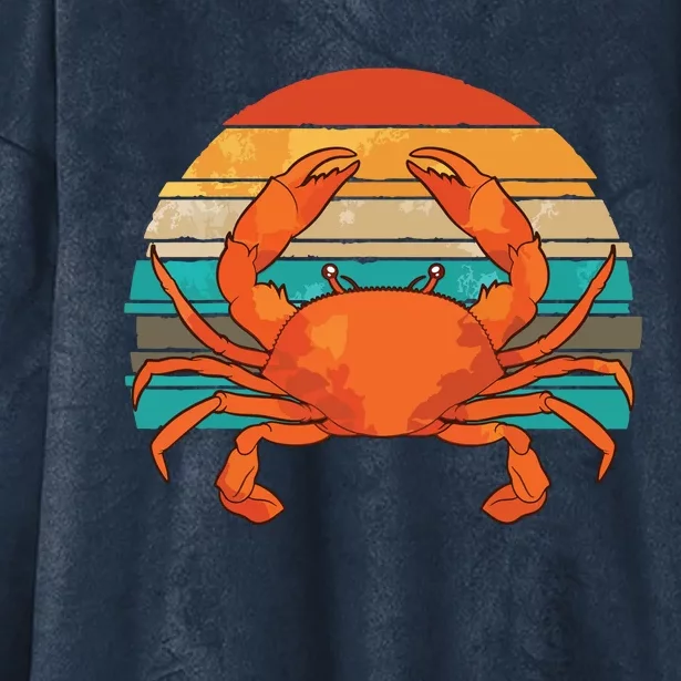 Retro Seafood Crab Lover Crabbing Sea Animal Crab Hooded Wearable Blanket