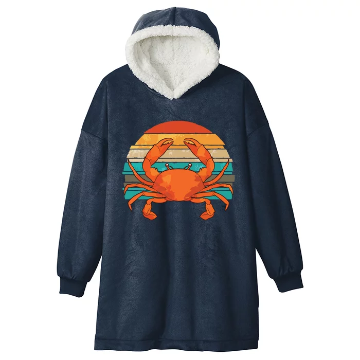 Retro Seafood Crab Lover Crabbing Sea Animal Crab Hooded Wearable Blanket