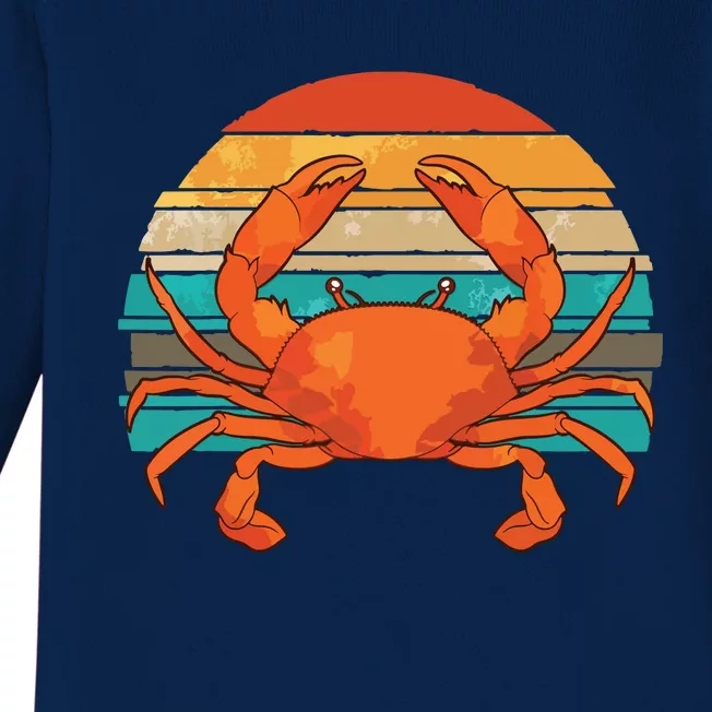 Retro Seafood Crab Lover Crabbing Sea Animal Crab Baby Long Sleeve Bodysuit