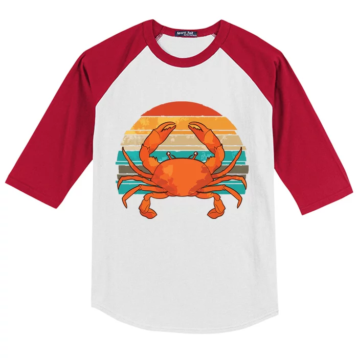 Retro Seafood Crab Lover Crabbing Sea Animal Crab Kids Colorblock Raglan Jersey