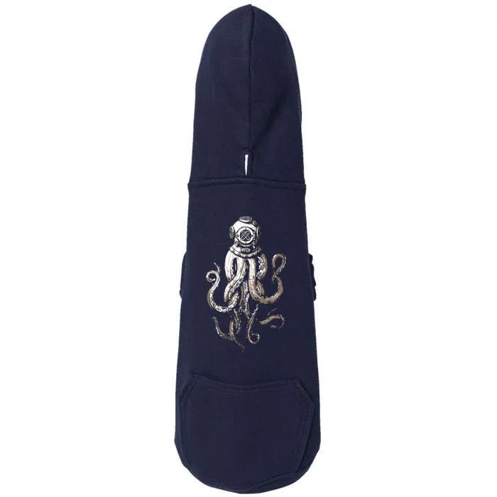 Retro SCUBA Diver Weird Octopus Design, Octopus Helmet Doggie 3-End Fleece Hoodie