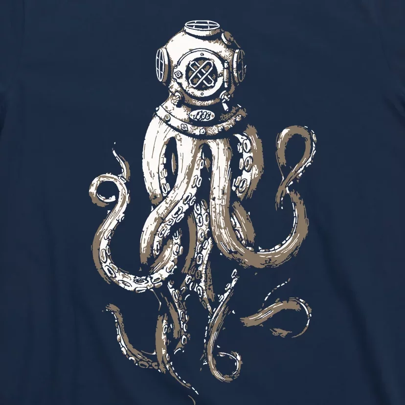 Retro SCUBA Diver Weird Octopus Design, Octopus Helmet T-Shirt