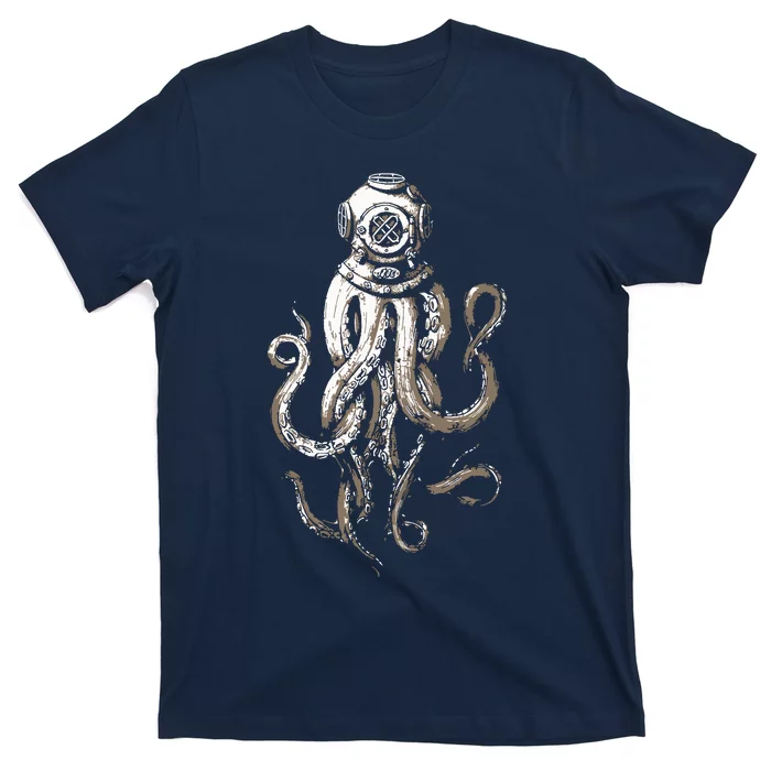 Retro SCUBA Diver Weird Octopus Design, Octopus Helmet T-Shirt