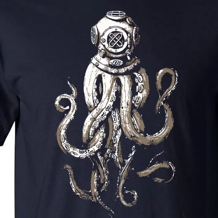 Retro SCUBA Diver Weird Octopus Design, Octopus Helmet Tall T-Shirt