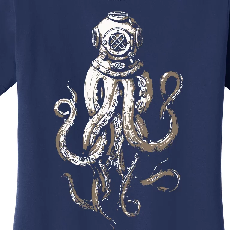 Retro SCUBA Diver Weird Octopus Design, Octopus Helmet Women's T-Shirt