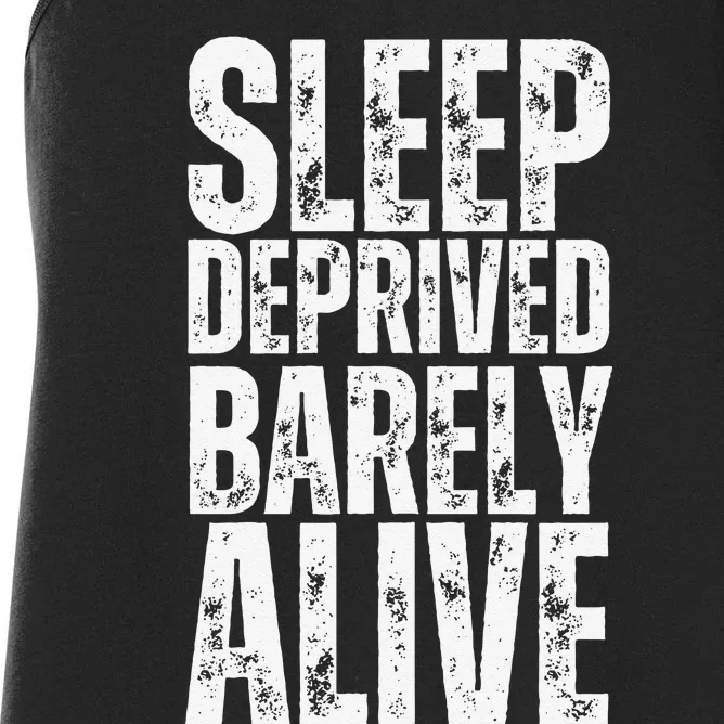 Retro Sleep Deprived Barely Alive Funny Halloween Women's Racerback Tank