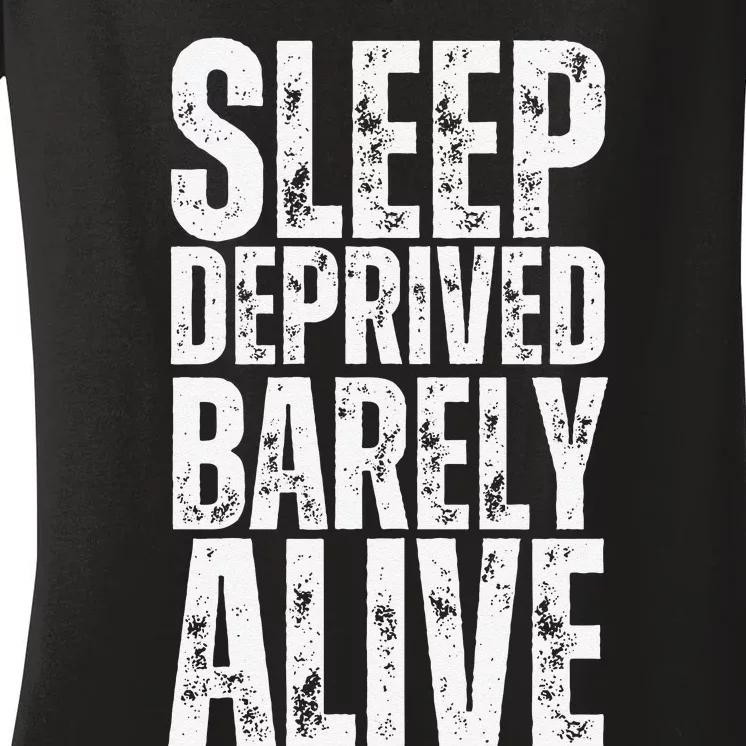 Retro Sleep Deprived Barely Alive Funny Halloween Women's V-Neck T-Shirt