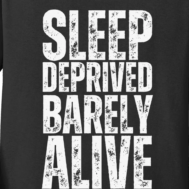 Retro Sleep Deprived Barely Alive Funny Halloween Kids Long Sleeve Shirt