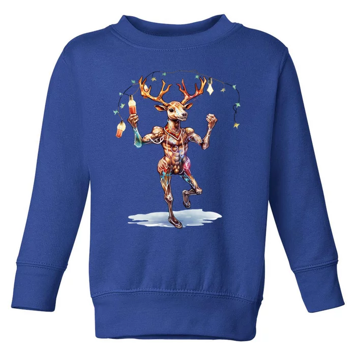 Reindeer Skeleton Dancing Merry Christmas Vintage Xmas Cool Gift Toddler Sweatshirt