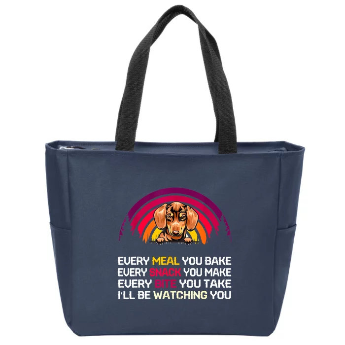 Retro Sunset Dachshund Dog Ill Be Watching You Lover Fathers Day Gift Zip Tote Bag