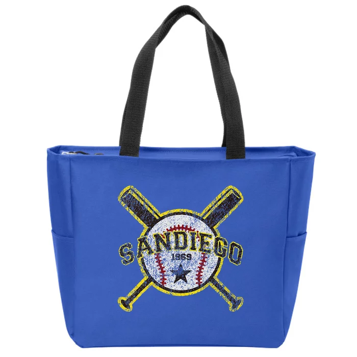 Retro San Diego Baseball Sd Zip Tote Bag