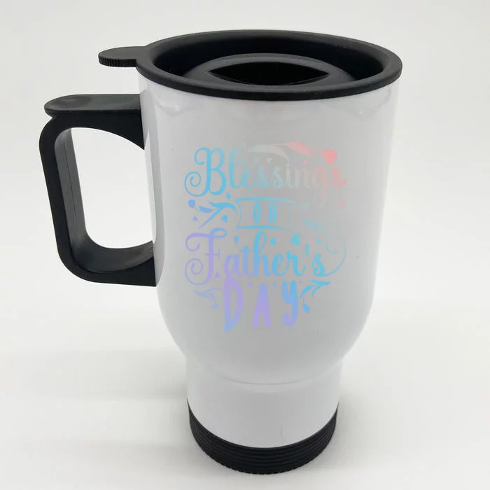 Retro Son Daughter Family Matching Blessing On Father's Day Cute Gift Front & Back Stainless Steel Travel Mug