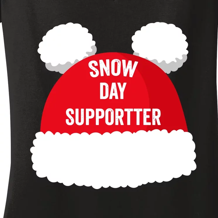 Retro Snow Day Supporter Fun Teacher And Student Snow Love Women's V-Neck T-Shirt