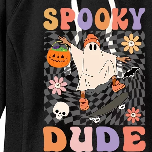 Retro Spooky Dude Ghost Skateboard JackOLantern Halloween Meaningful Gift Women's Fleece Hoodie