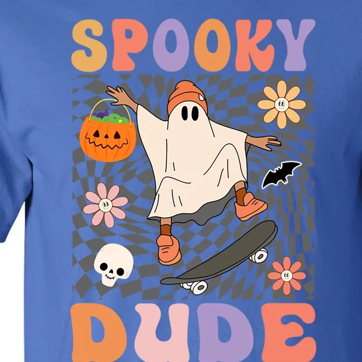 Retro Spooky Dude Ghost Skateboard JackOLantern Halloween Meaningful Gift Tall T-Shirt