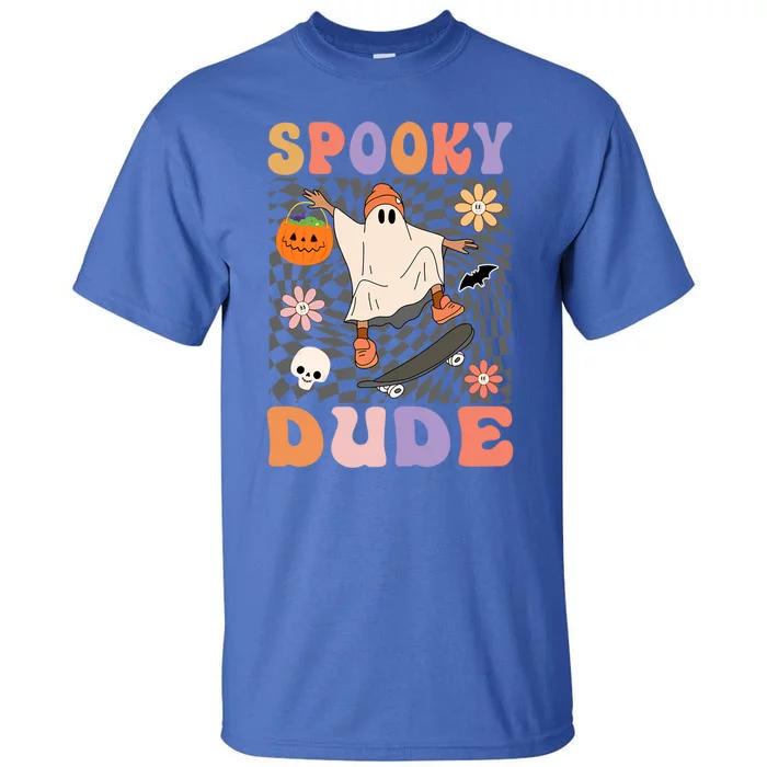 Retro Spooky Dude Ghost Skateboard JackOLantern Halloween Meaningful Gift Tall T-Shirt