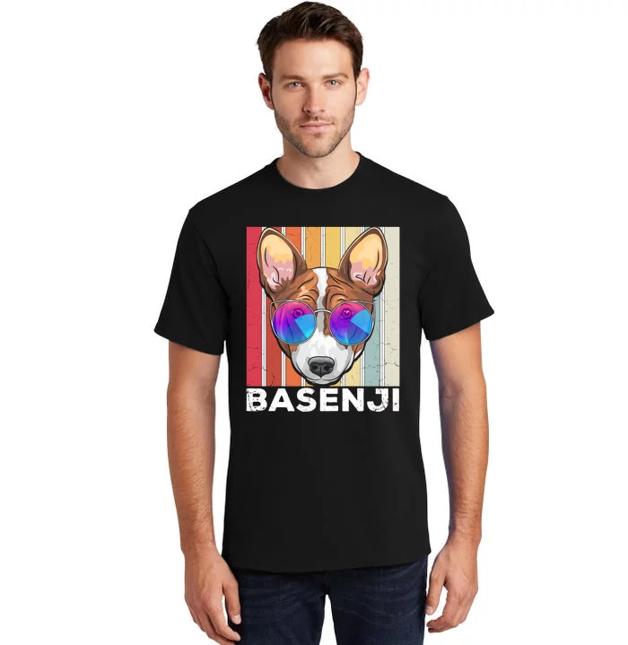 Retro Style Dog Lover Apparel Basenji With Sunglasses Gift Tall T-Shirt