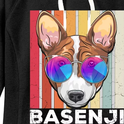 Retro Style Dog Lover Apparel Basenji With Sunglasses Gift Women's Fleece Hoodie