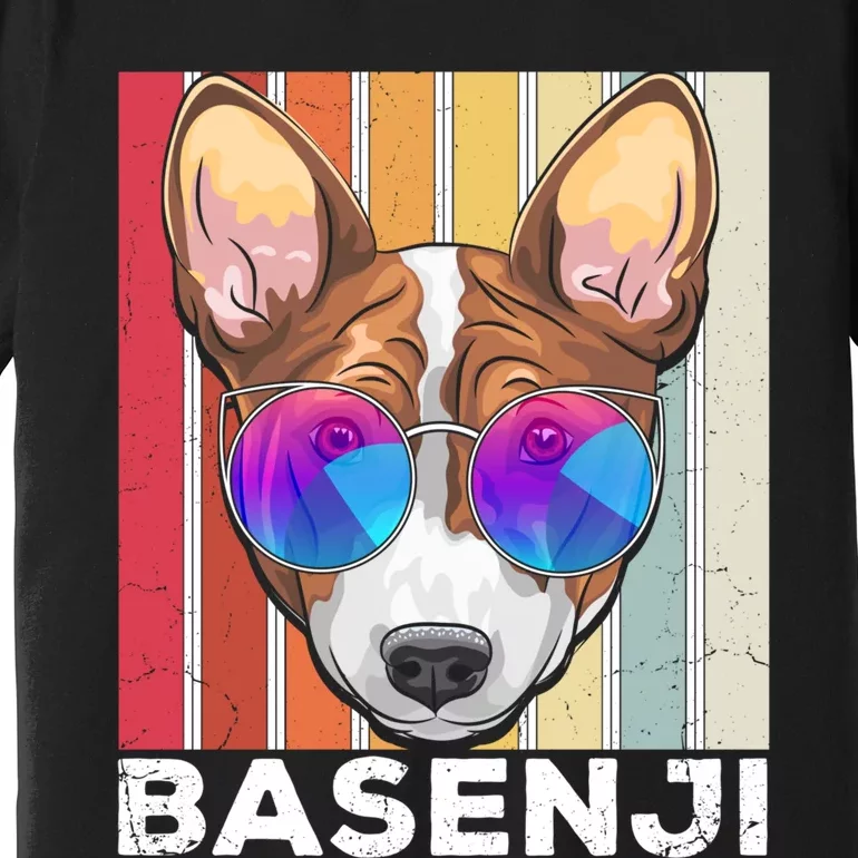 Retro Style Dog Lover Apparel Basenji With Sunglasses Gift Premium T-Shirt