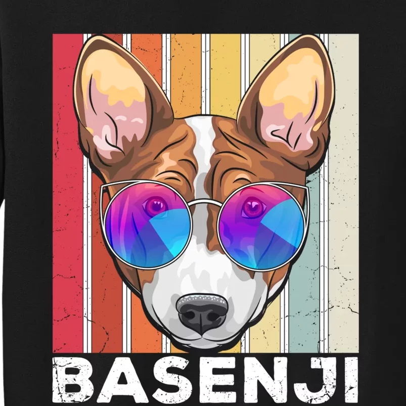 Retro Style Dog Lover Apparel Basenji With Sunglasses Gift Tall Sweatshirt