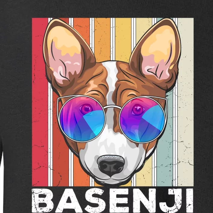 Retro Style Dog Lover Apparel Basenji With Sunglasses Gift Toddler Sweatshirt