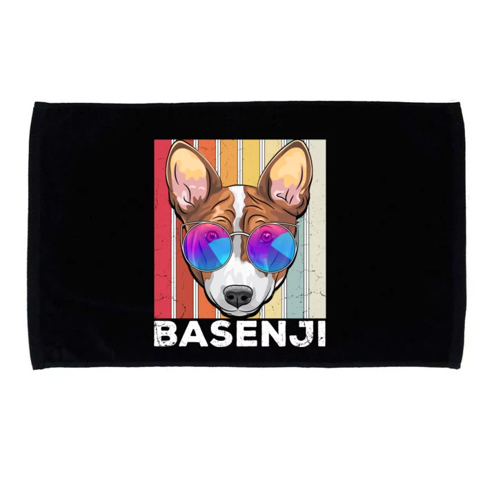 Retro Style Dog Lover Apparel Basenji With Sunglasses Gift Microfiber Hand Towel