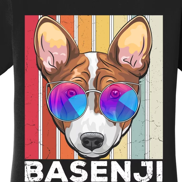 Retro Style Dog Lover Apparel Basenji With Sunglasses Gift Women's T-Shirt