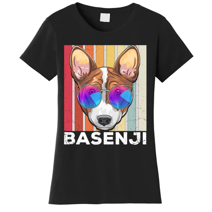 Retro Style Dog Lover Apparel Basenji With Sunglasses Gift Women's T-Shirt