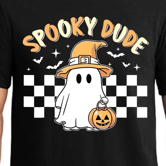 Retro Spooky Dude Cute Ghost Halloween Boy Kids Pajama Set