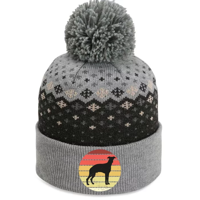 Retro Sunset Dog Lover The Baniff Cuffed Pom Beanie