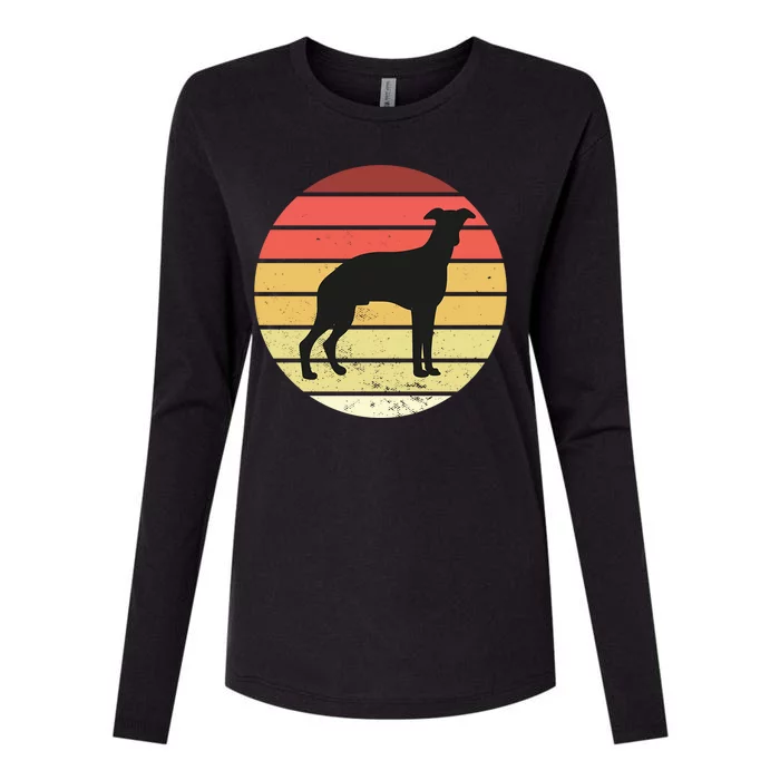 Retro Sunset Dog Lover Womens Cotton Relaxed Long Sleeve T-Shirt