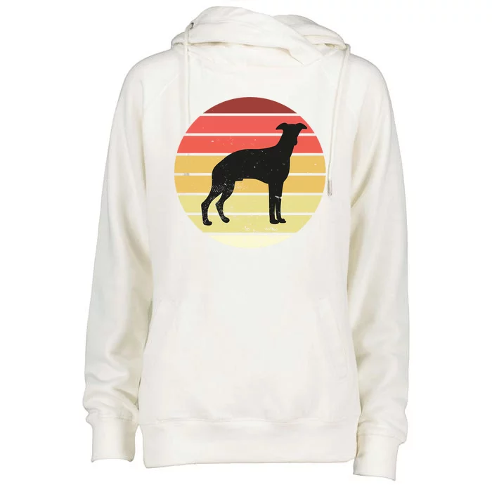 Retro Sunset Dog Lover Womens Funnel Neck Pullover Hood