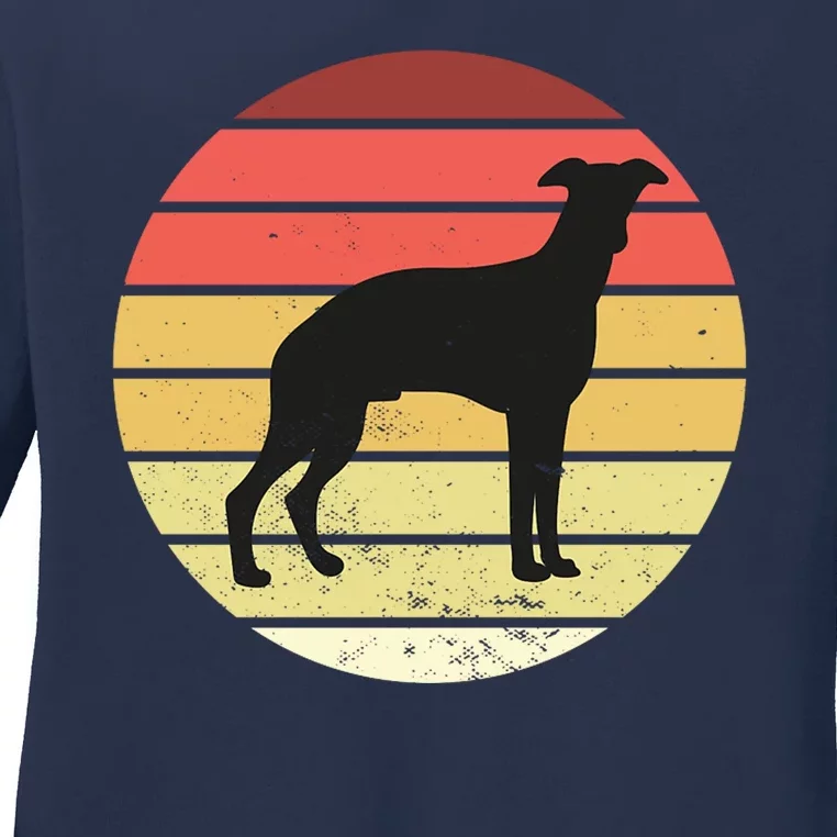 Retro Sunset Dog Lover Ladies Long Sleeve Shirt