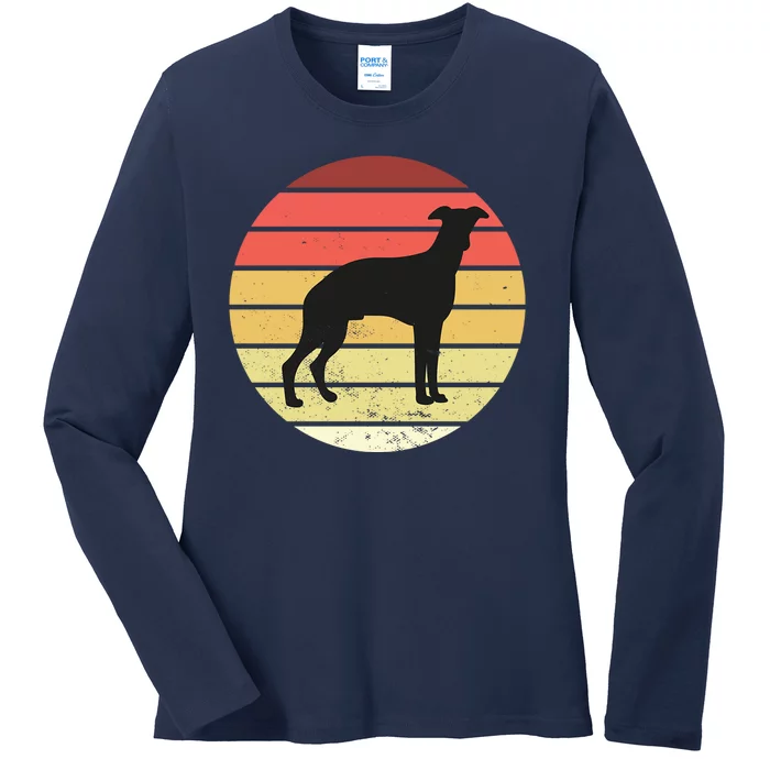 Retro Sunset Dog Lover Ladies Long Sleeve Shirt