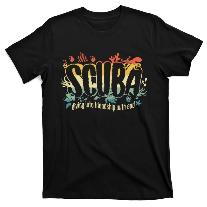 Retro Scuba Diving Into Friendship With God Vbs 2024 T-Shirt