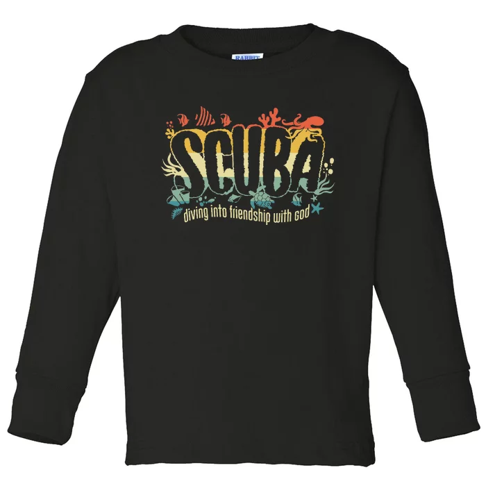 Retro Scuba Diving Into Friendship With God Vbs 2024 Toddler Long Sleeve Shirt