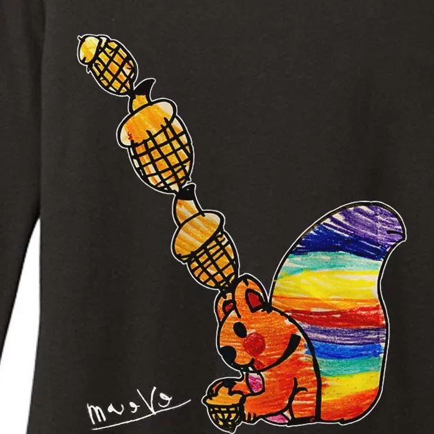 Rainbow Squirrel Drawing Womens CVC Long Sleeve Shirt