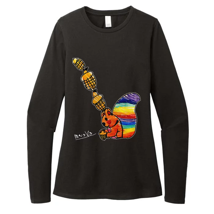 Rainbow Squirrel Drawing Womens CVC Long Sleeve Shirt