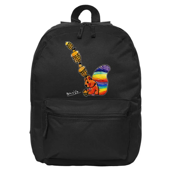 Rainbow Squirrel Drawing 16 in Basic Backpack