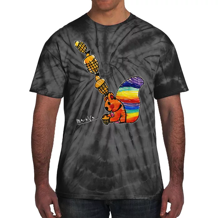 Rainbow Squirrel Drawing Tie-Dye T-Shirt