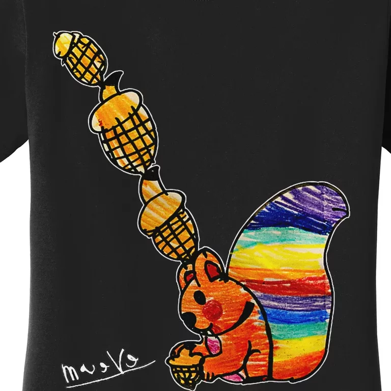 Rainbow Squirrel Drawing Women's T-Shirt