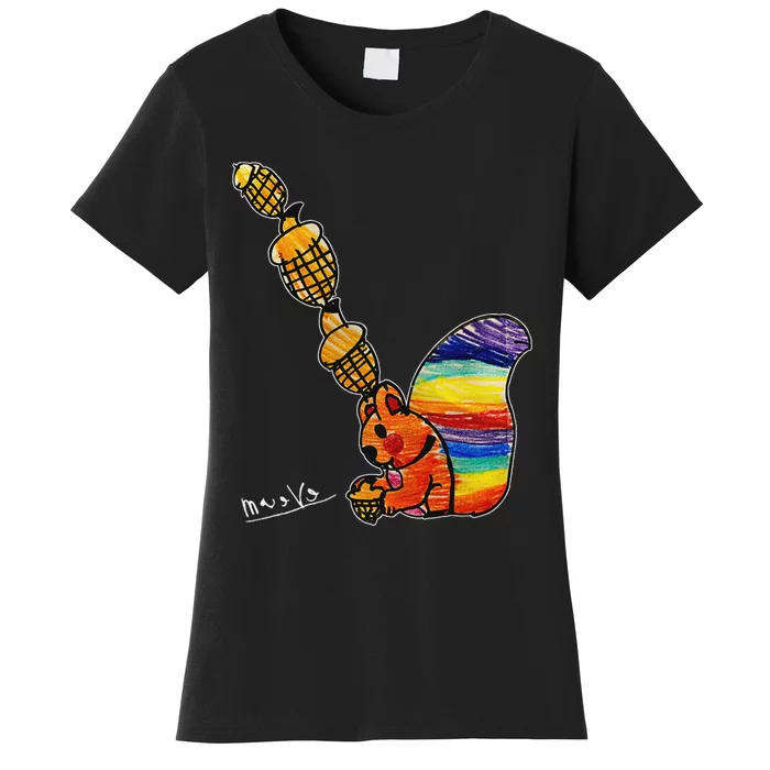 Rainbow Squirrel Drawing Women's T-Shirt