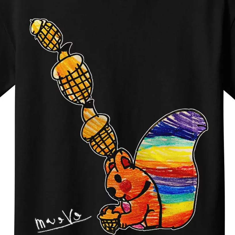 Rainbow Squirrel Drawing Kids T-Shirt