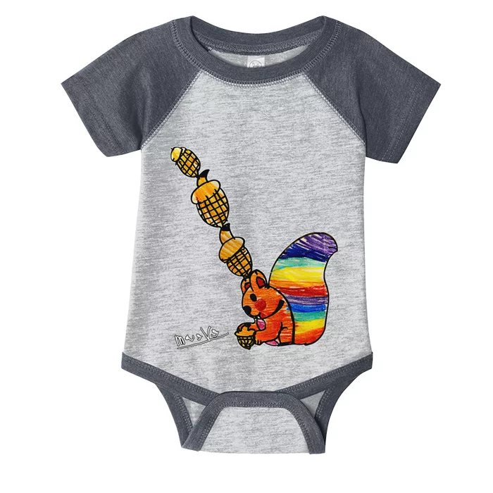 Rainbow Squirrel Drawing Infant Baby Jersey Bodysuit