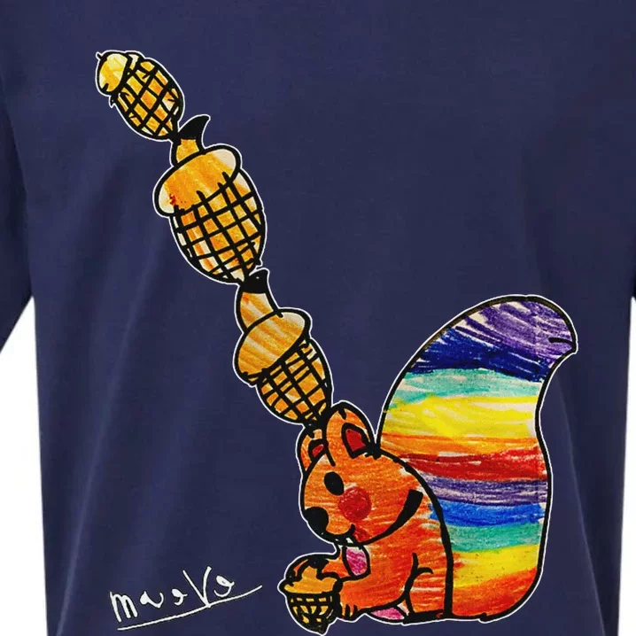 Rainbow Squirrel Drawing Sueded Cloud Jersey T-Shirt