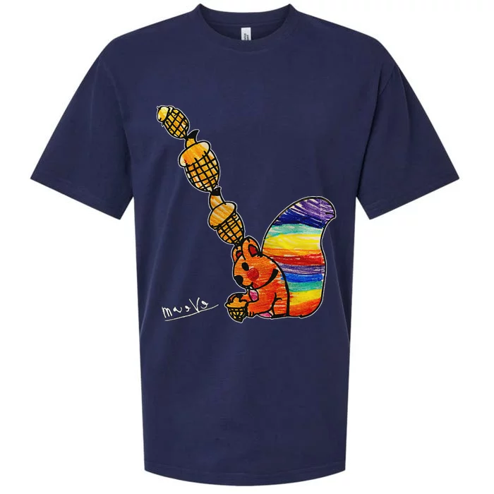 Rainbow Squirrel Drawing Sueded Cloud Jersey T-Shirt