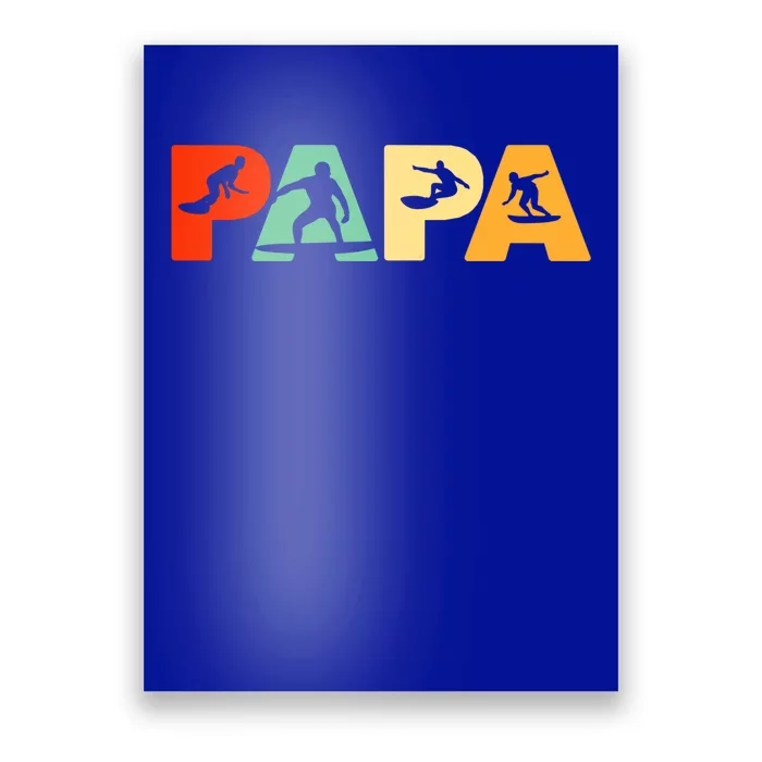 Retro Surf Dad Funny Papa Surfing Fathers Day Gift Poster