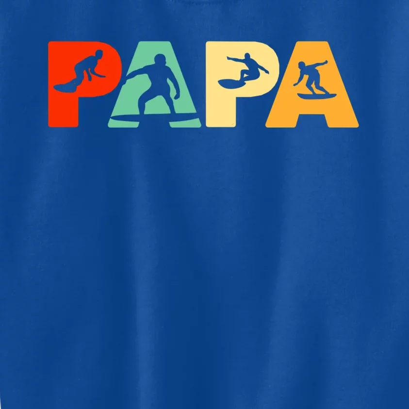 Retro Surf Dad Funny Papa Surfing Fathers Day Gift Kids Sweatshirt