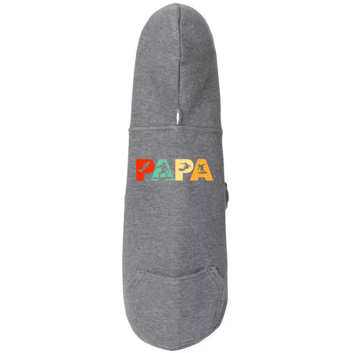 Retro Surf Dad Funny Papa Surfing Fathers Day Gift Doggie 3-End Fleece Hoodie