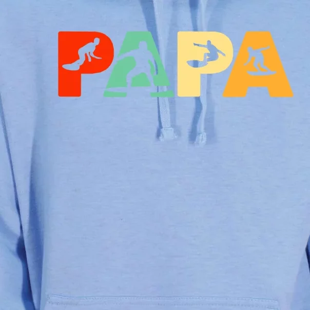 Retro Surf Dad Funny Papa Surfing Fathers Day Gift Unisex Surf Hoodie